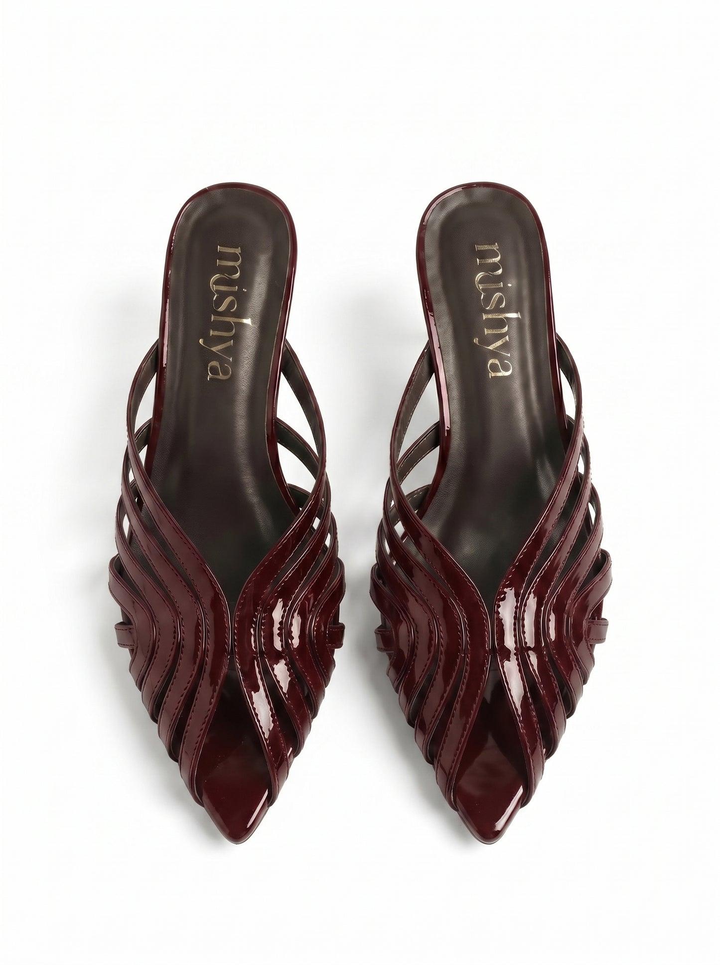 Strappy Patent Leather Mules 5cm in Burgundy
