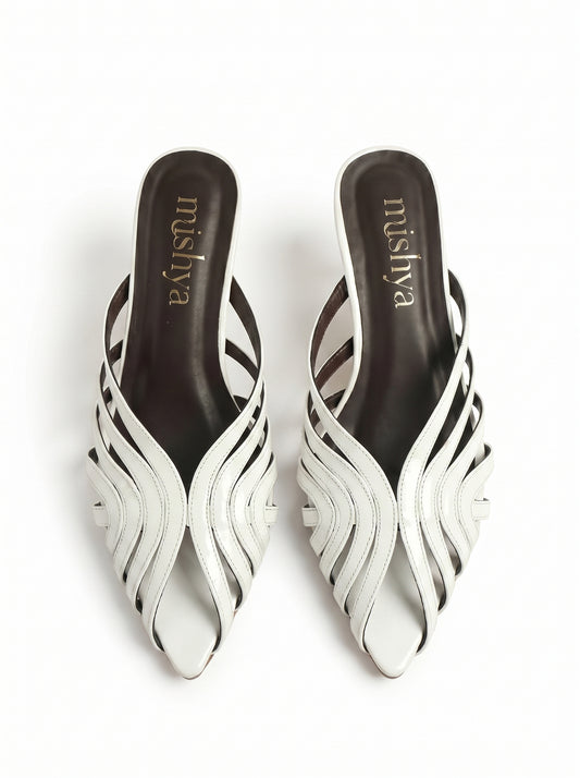 Strappy Patent Leather Mules 5cm in White