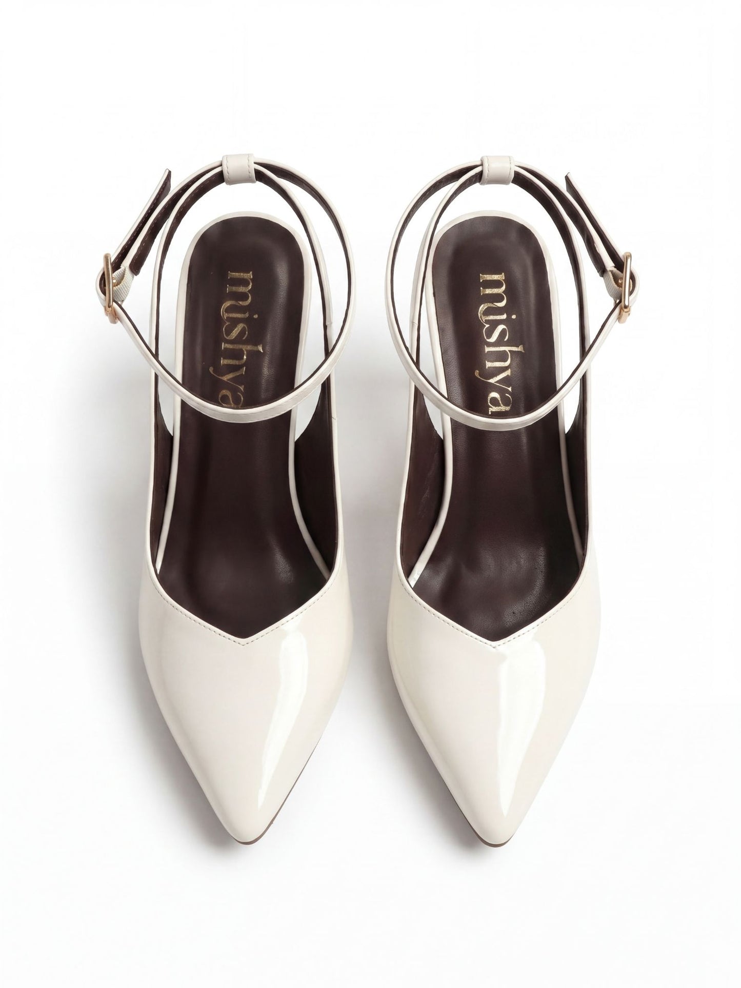 Patent Leather Ankle-Strap Pumps 7cm in Beige