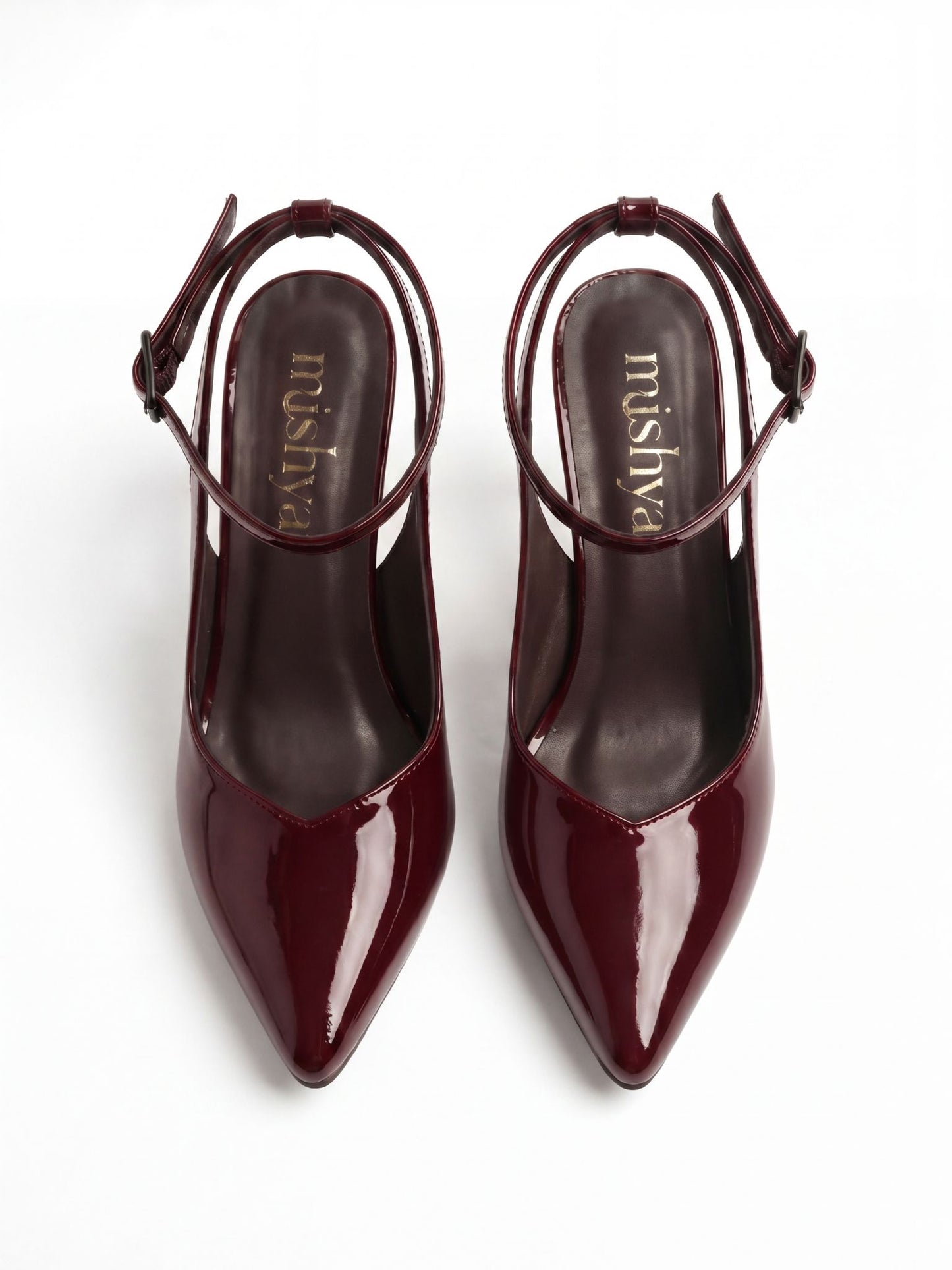 Patent Leather Ankle-Strap Pumps 7cm in Burgundy