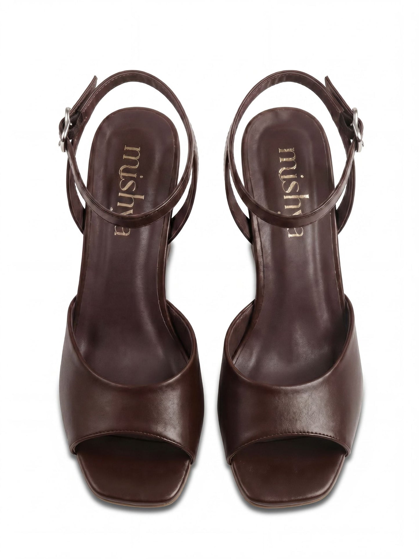 Leather Wedge Sandals 8cm in Brown