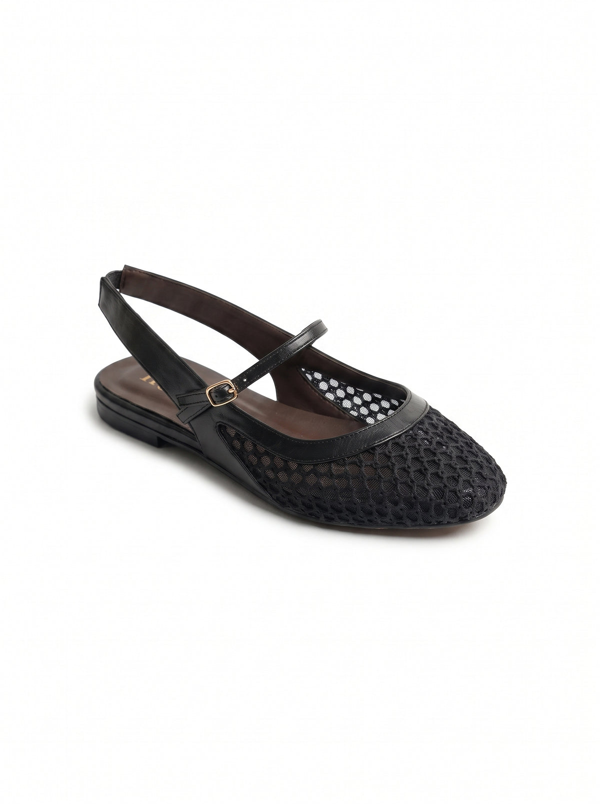 Mesh Mary Jane Slingback Flats in Black