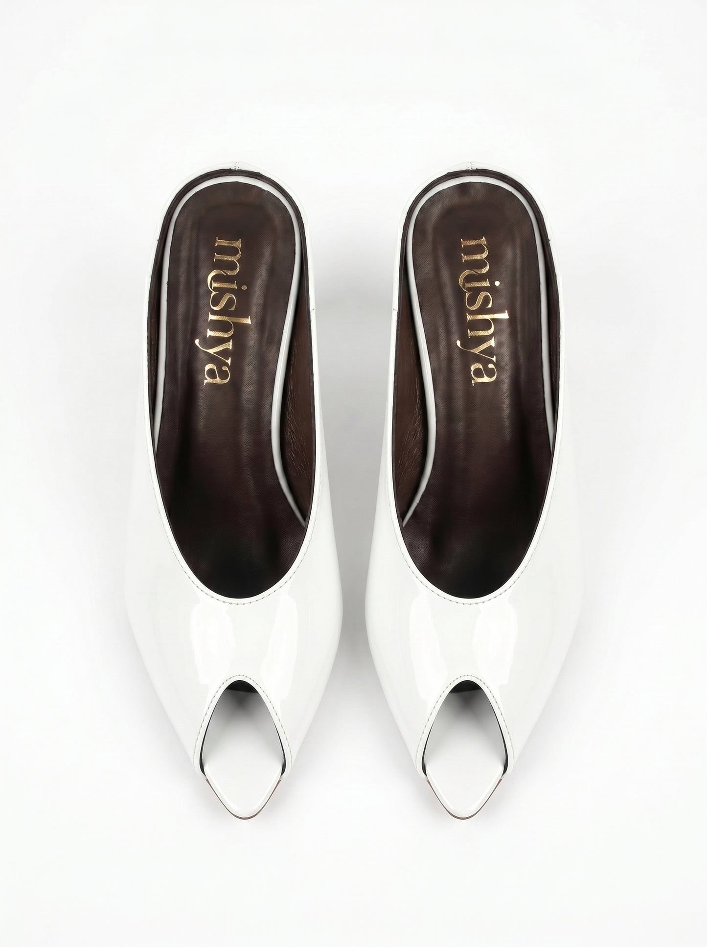 Patent Leather Peep-Toe Mules 5cm in White