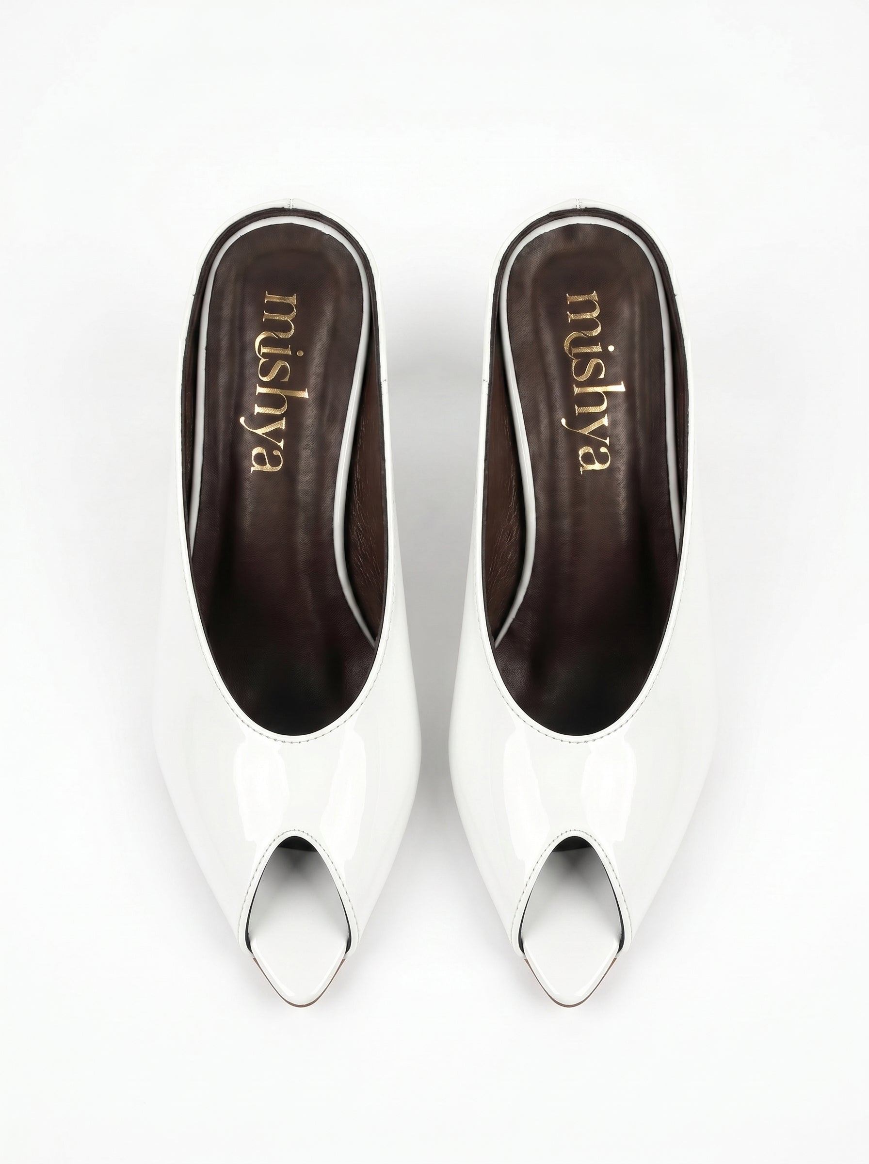 Patent Leather Peep-Toe Mules 5cm in White