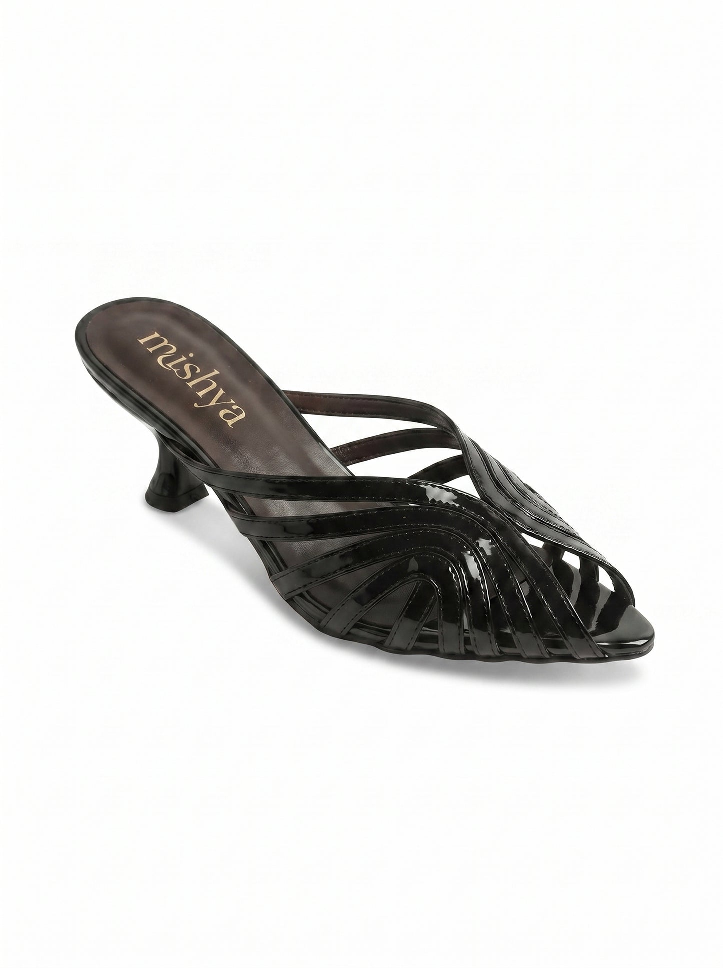 Strappy Patent Leather Mules 5cm in Black