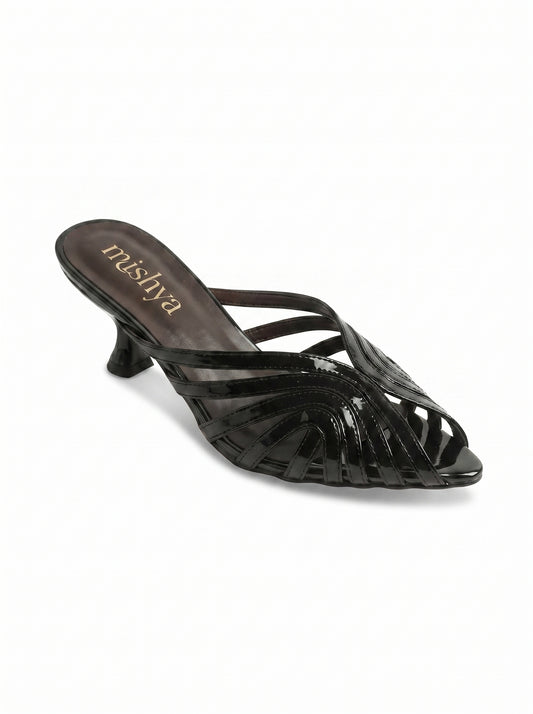 Strappy Patent Leather Mules 5cm in Black