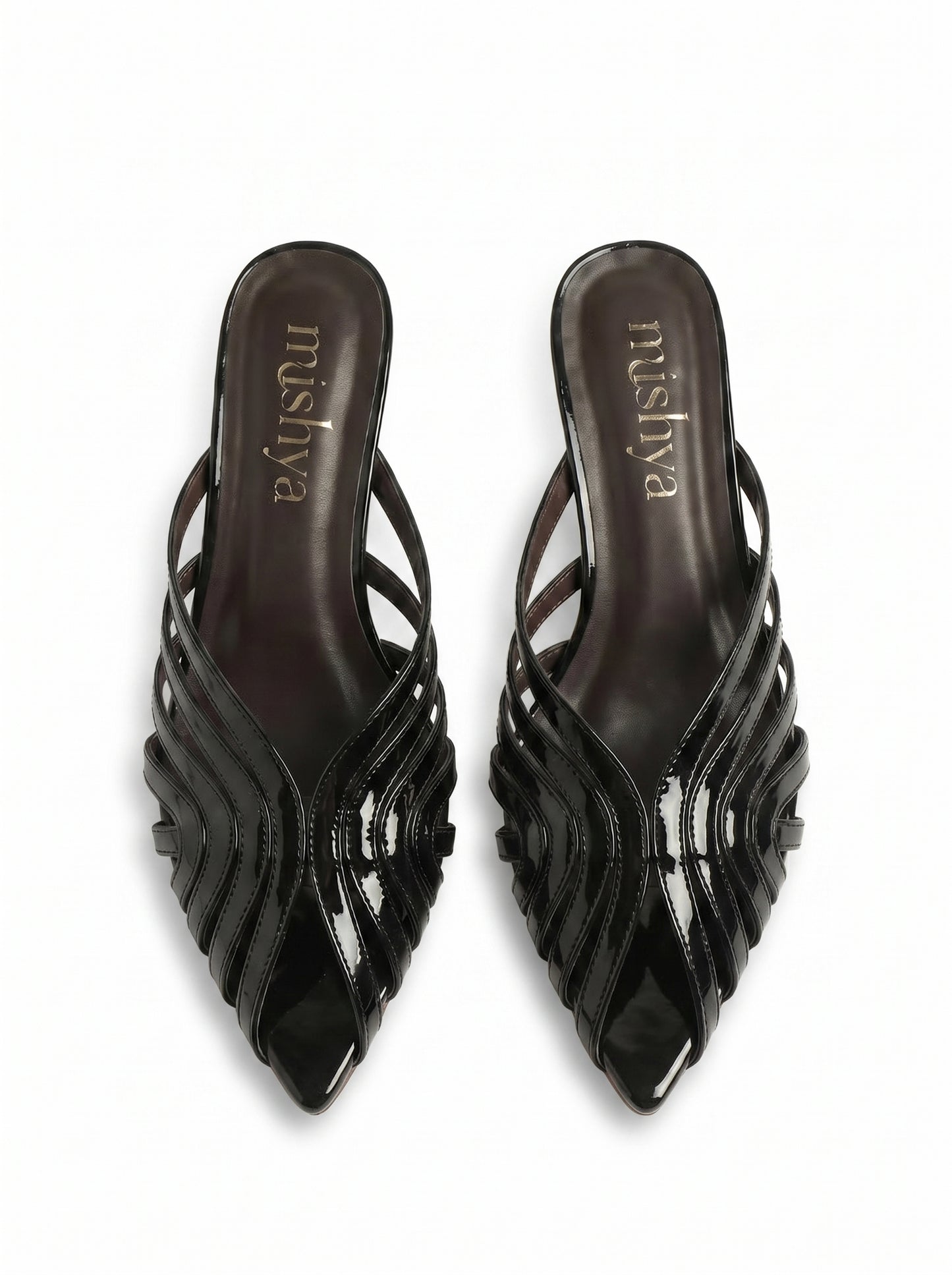 Strappy Patent Leather Mules 5cm in Black