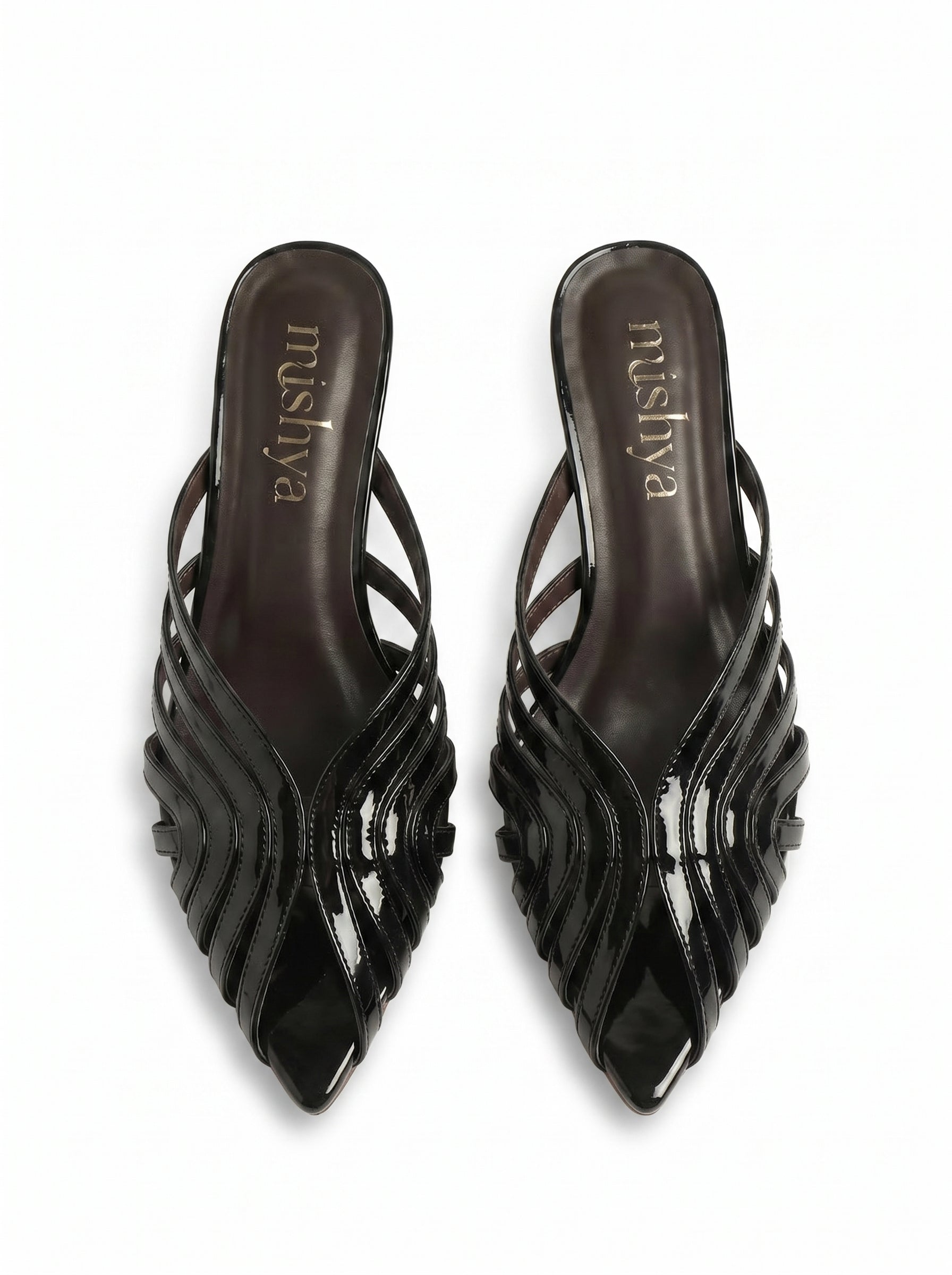 Strappy Patent Leather Mules 5cm in Black