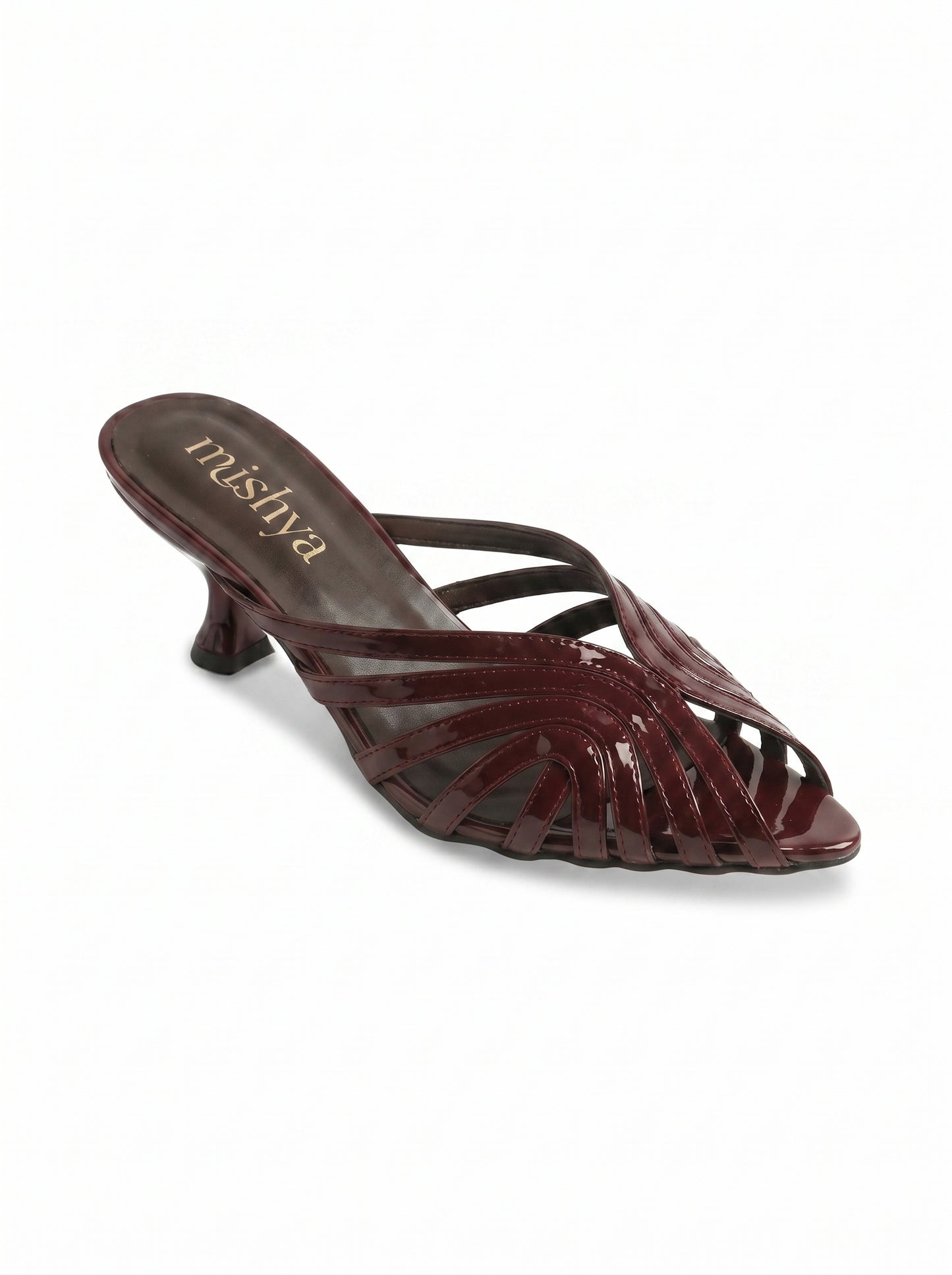 Strappy Patent Leather Mules 5cm in Burgundy