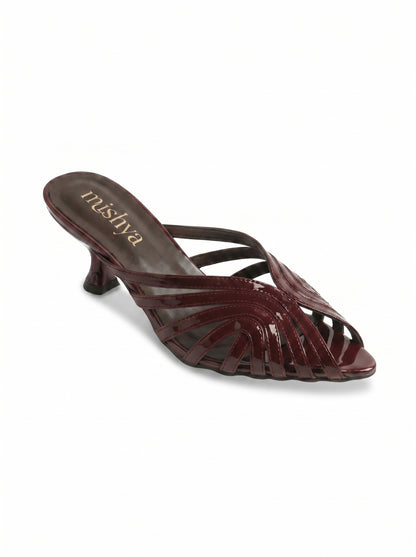 Strappy Patent Leather Mules 5cm in Burgundy