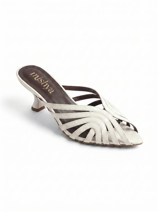 Strappy Patent Leather Mules 5cm in White