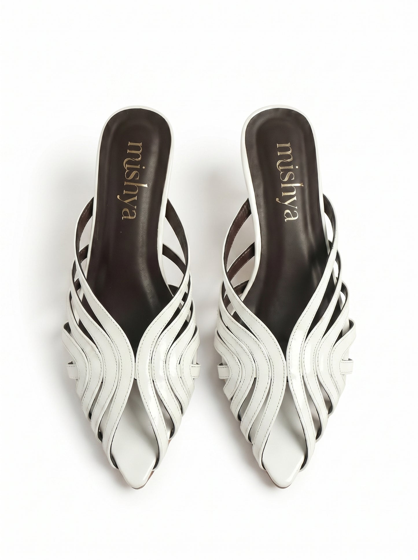 Strappy Patent Leather Mules 5cm in White