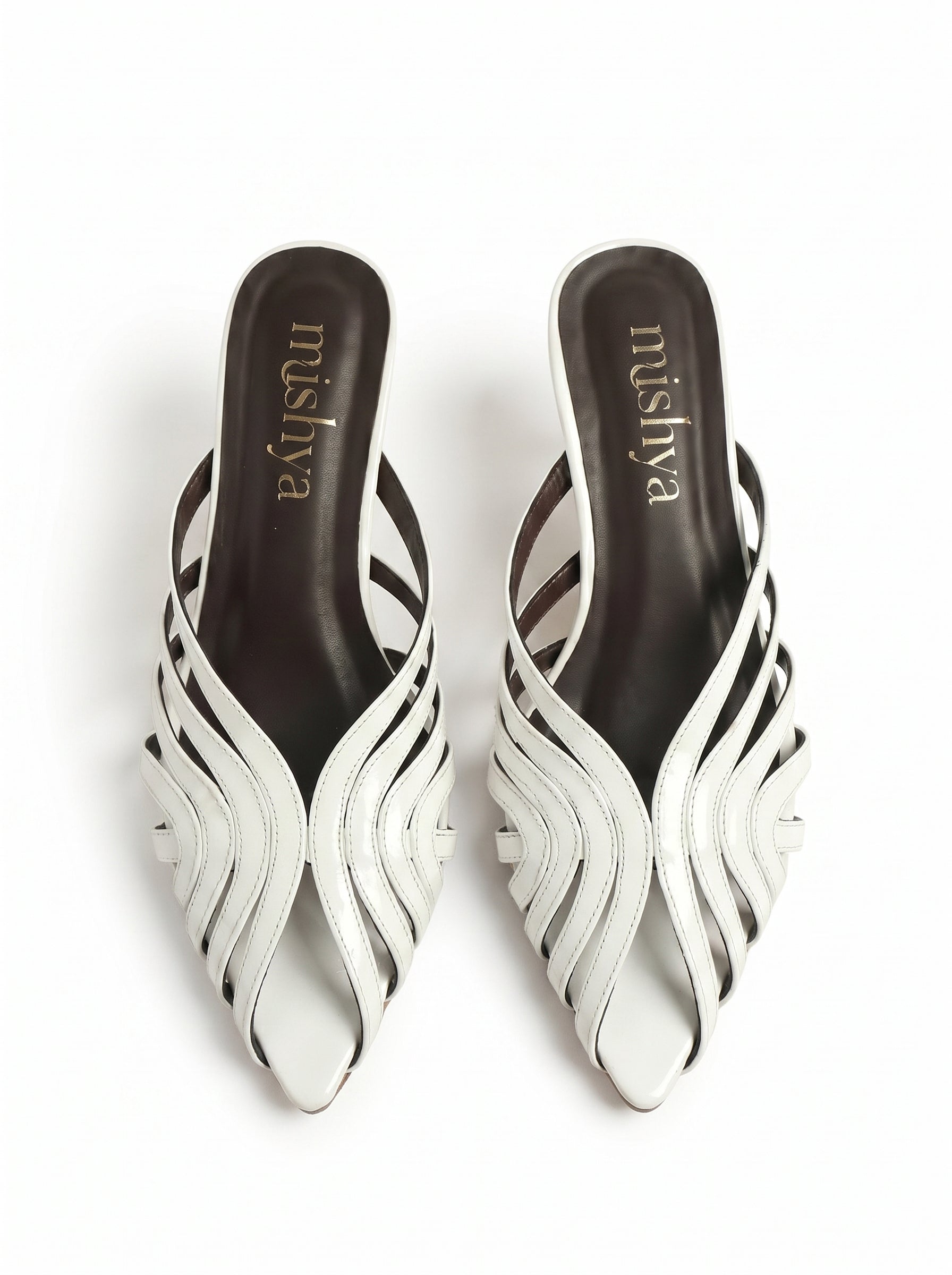 Strappy Patent Leather Mules 5cm in White