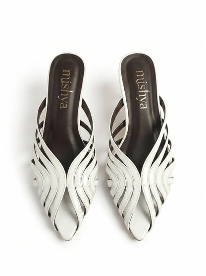 Strappy Patent Leather Mules 5cm in White