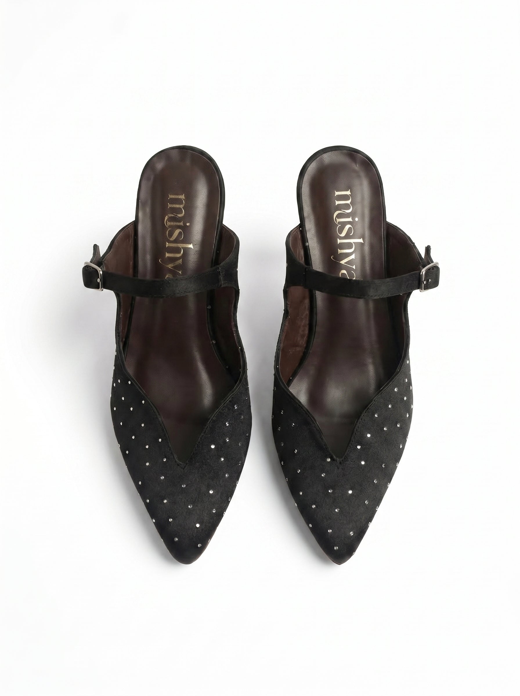 Crystal Satin Ankle-Strap Mules 5cm in Black