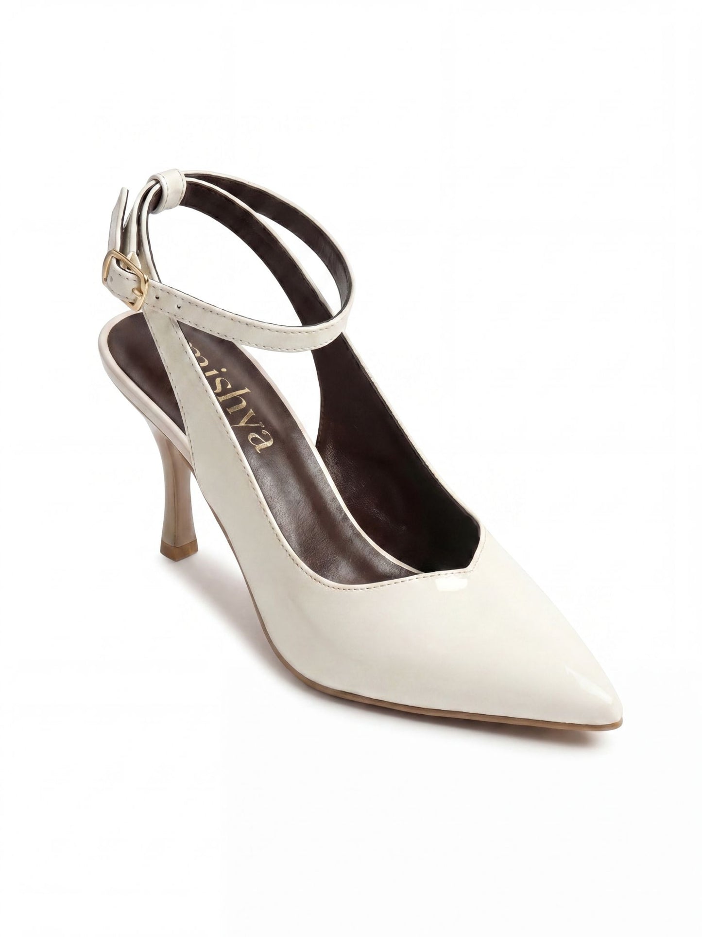 Patent Leather Ankle-Strap Pumps 7cm in Beige