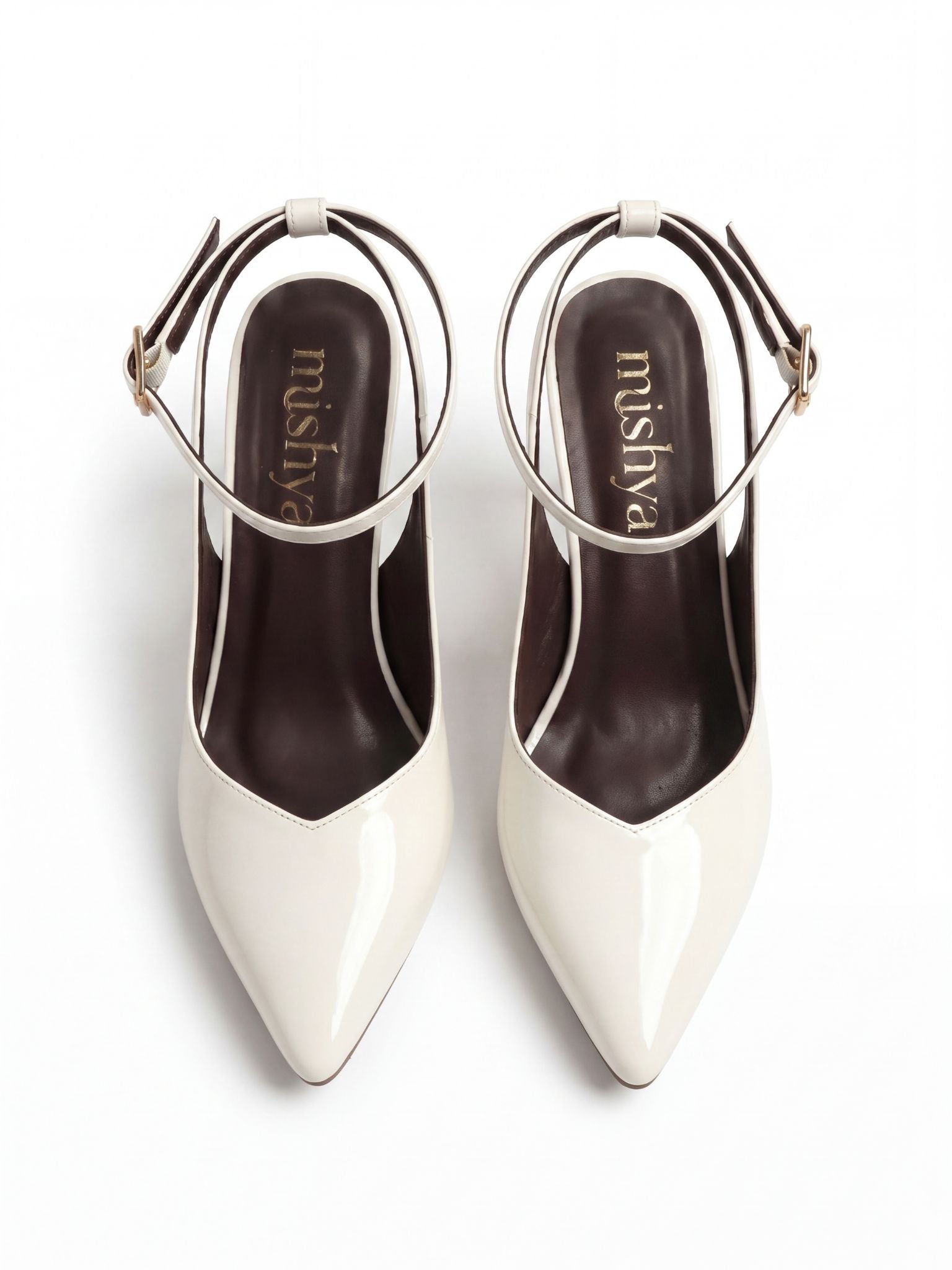Patent Leather Ankle-Strap Pumps 7cm in Beige