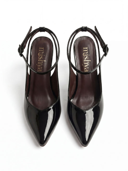Patent Leather Ankle-Strap Pumps 7cm in Black