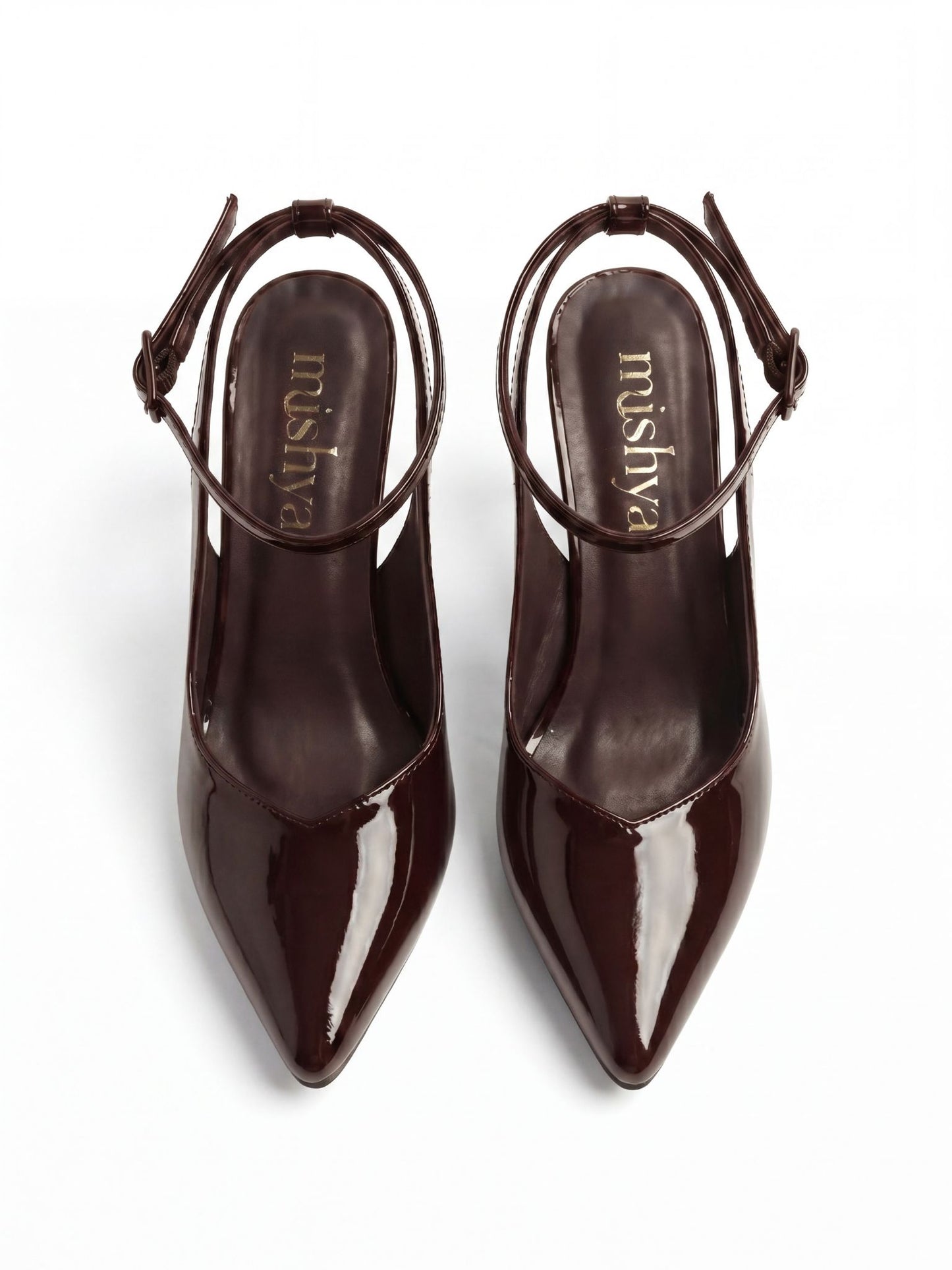 Patent Leather Ankle-Strap Pumps 7cm in Brown