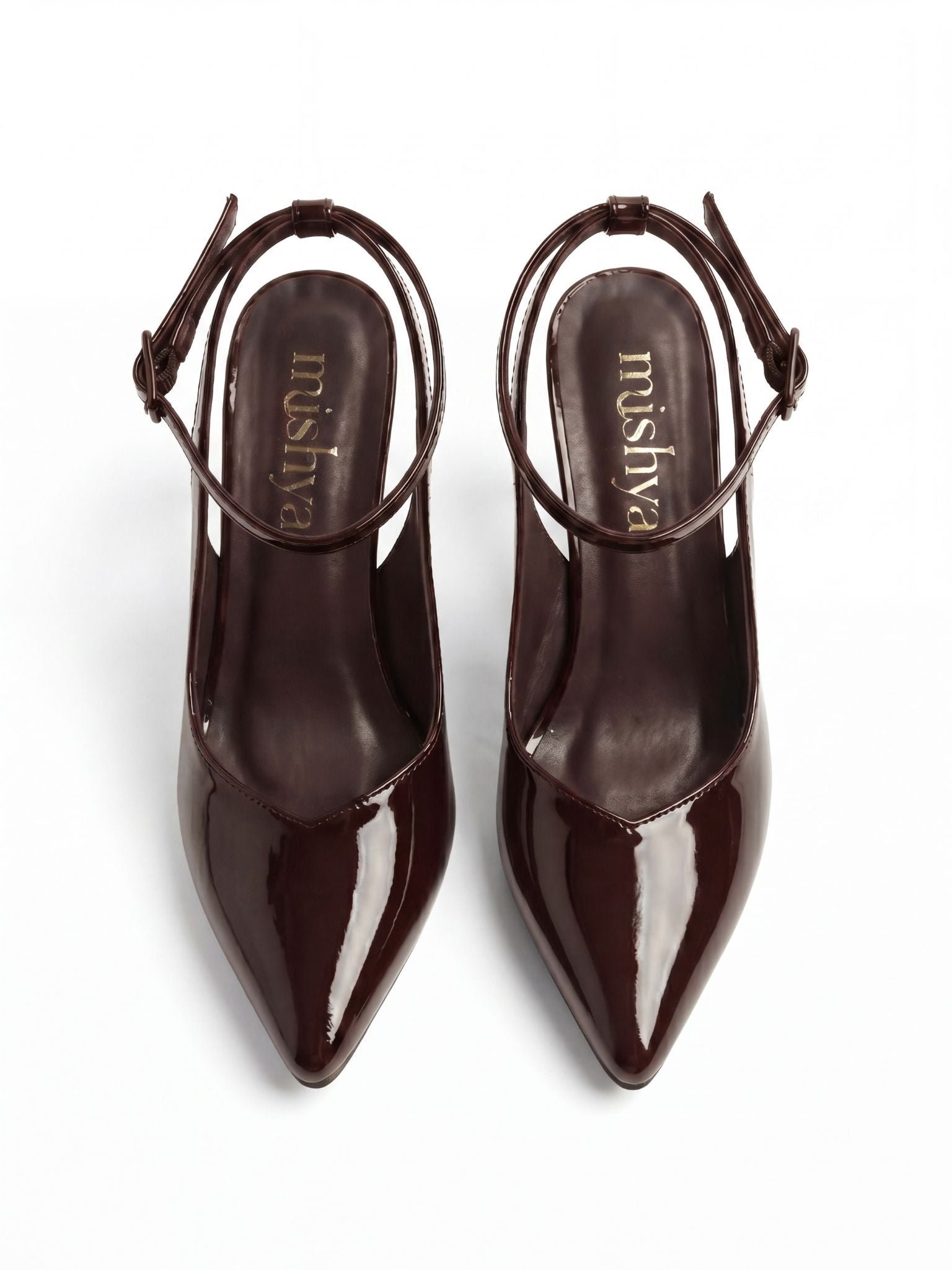 Patent Leather Ankle-Strap Pumps 7cm in Brown