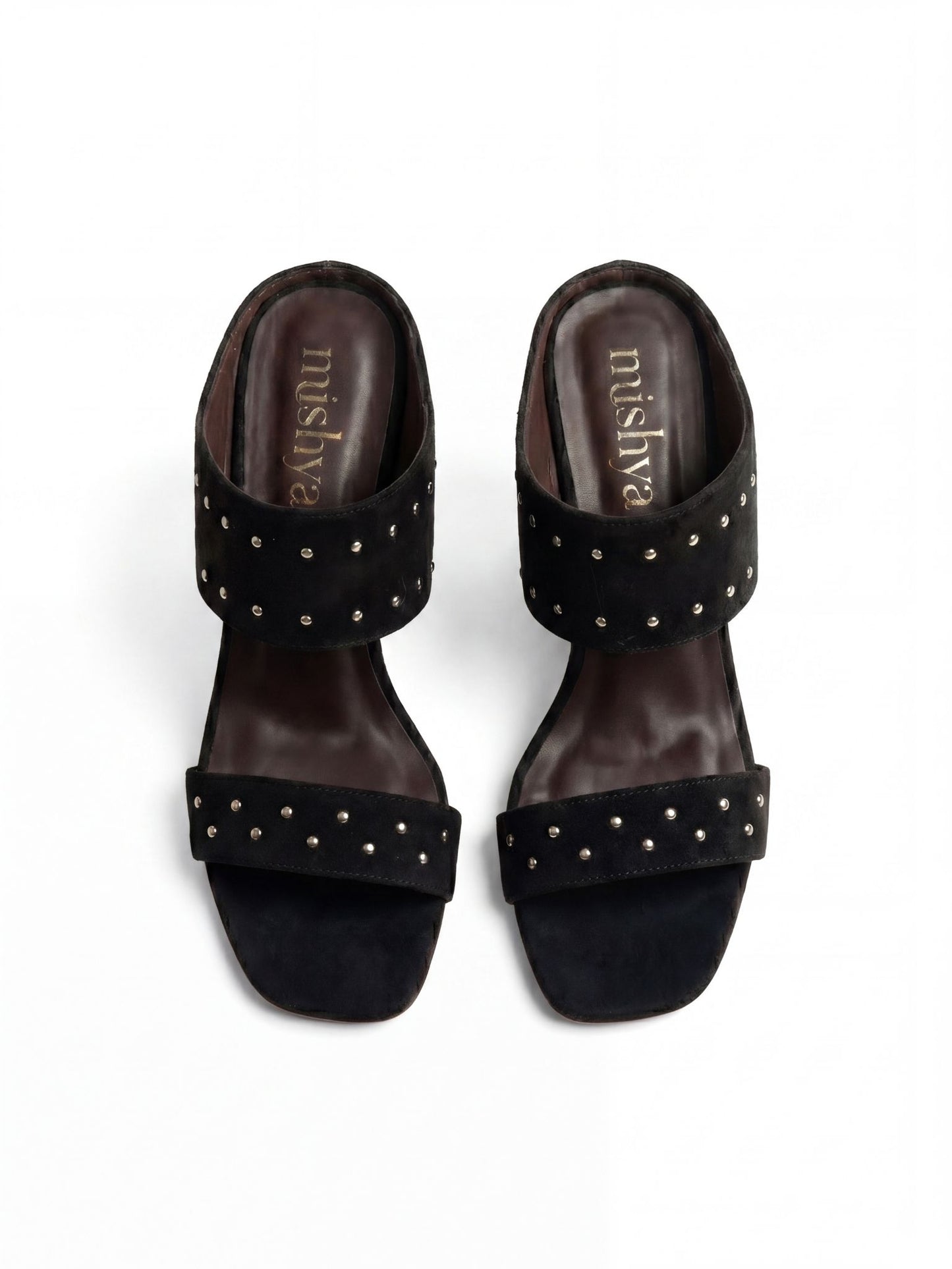 Studded Suede Wedge Sandals 8cm in Black