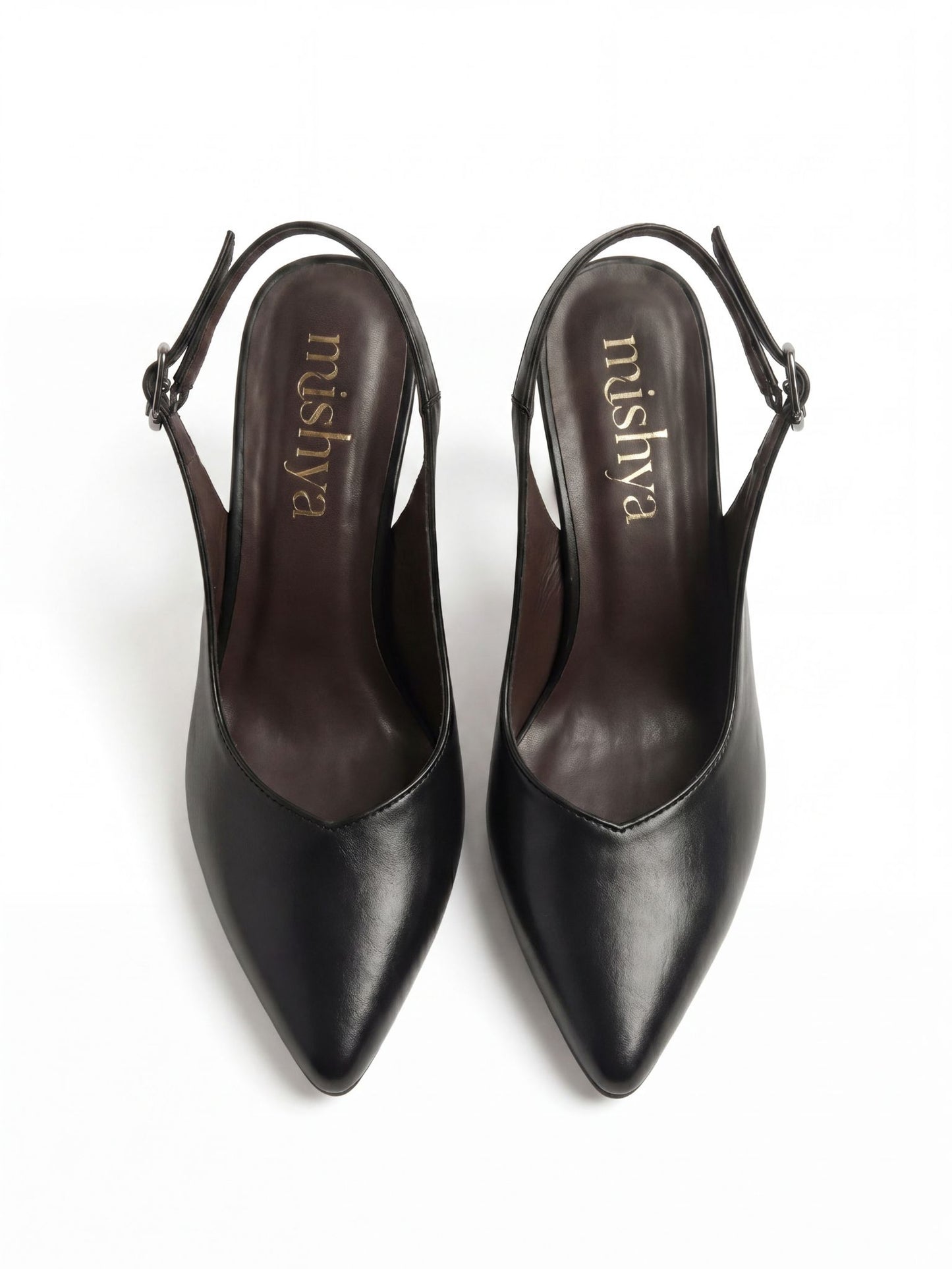 Pointed-Toe Leather Wedge Slingbacks 8cm in Black