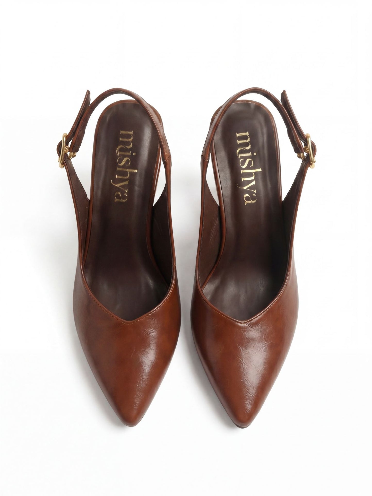 Pointed-Toe Leather Wedge Slingbacks 8cm in Camel