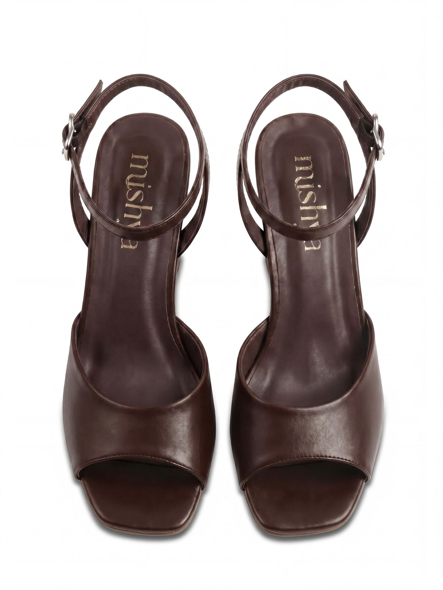 Leather Wedge Sandals 8cm in Brown