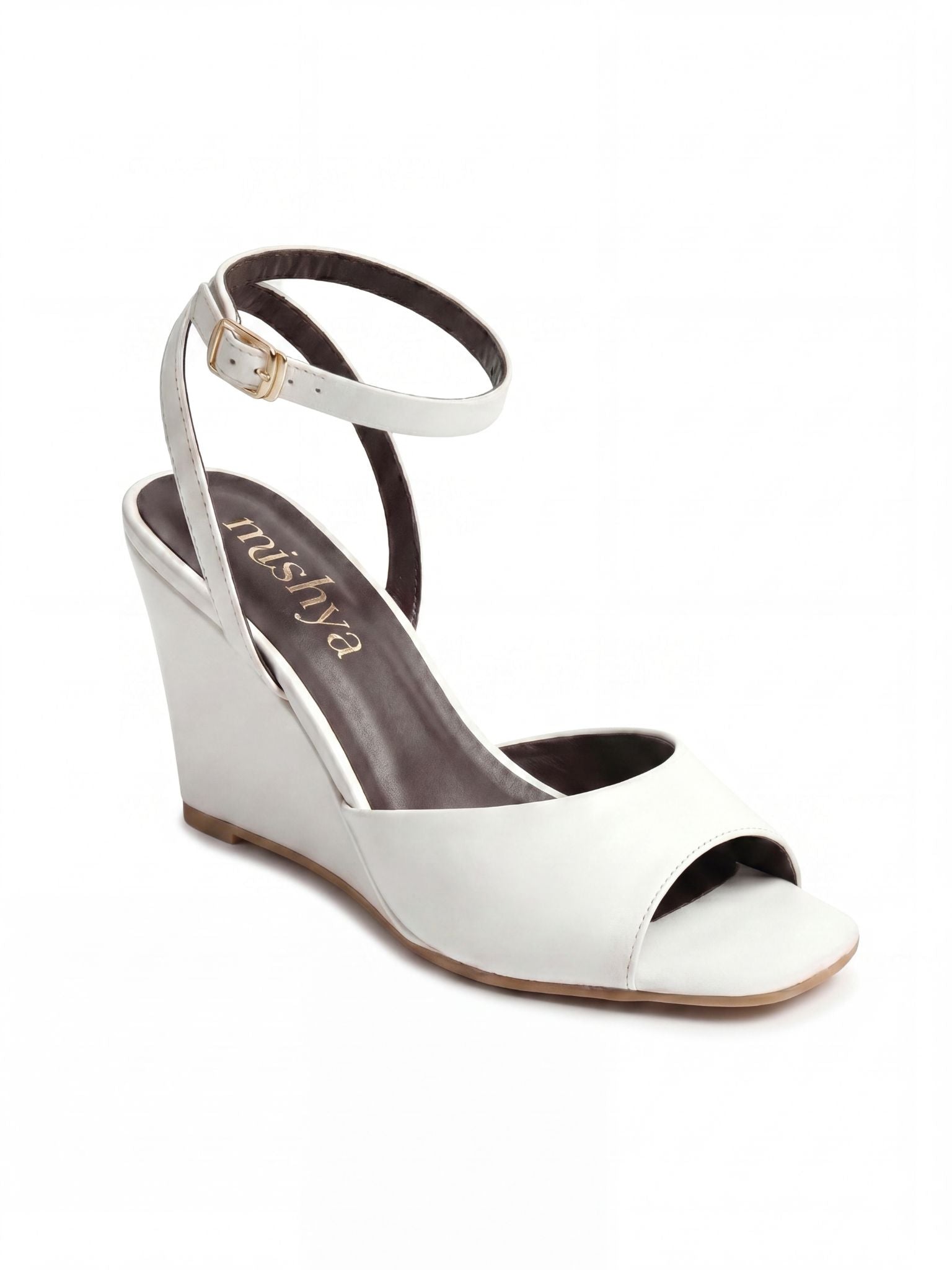 Leather Wedge Sandals 8cm in White