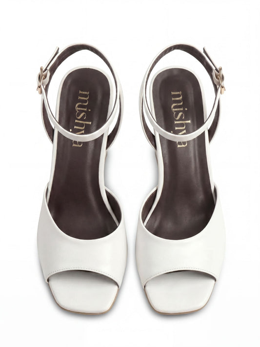 Leather Wedge Sandals 8cm in White